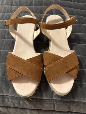 Eric Michael Tan Suede Crisscross Ankle-Strap Sandals